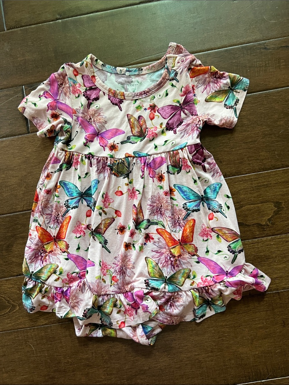 Posh Peanut Pink Multi Butterfly Print Dress Romper